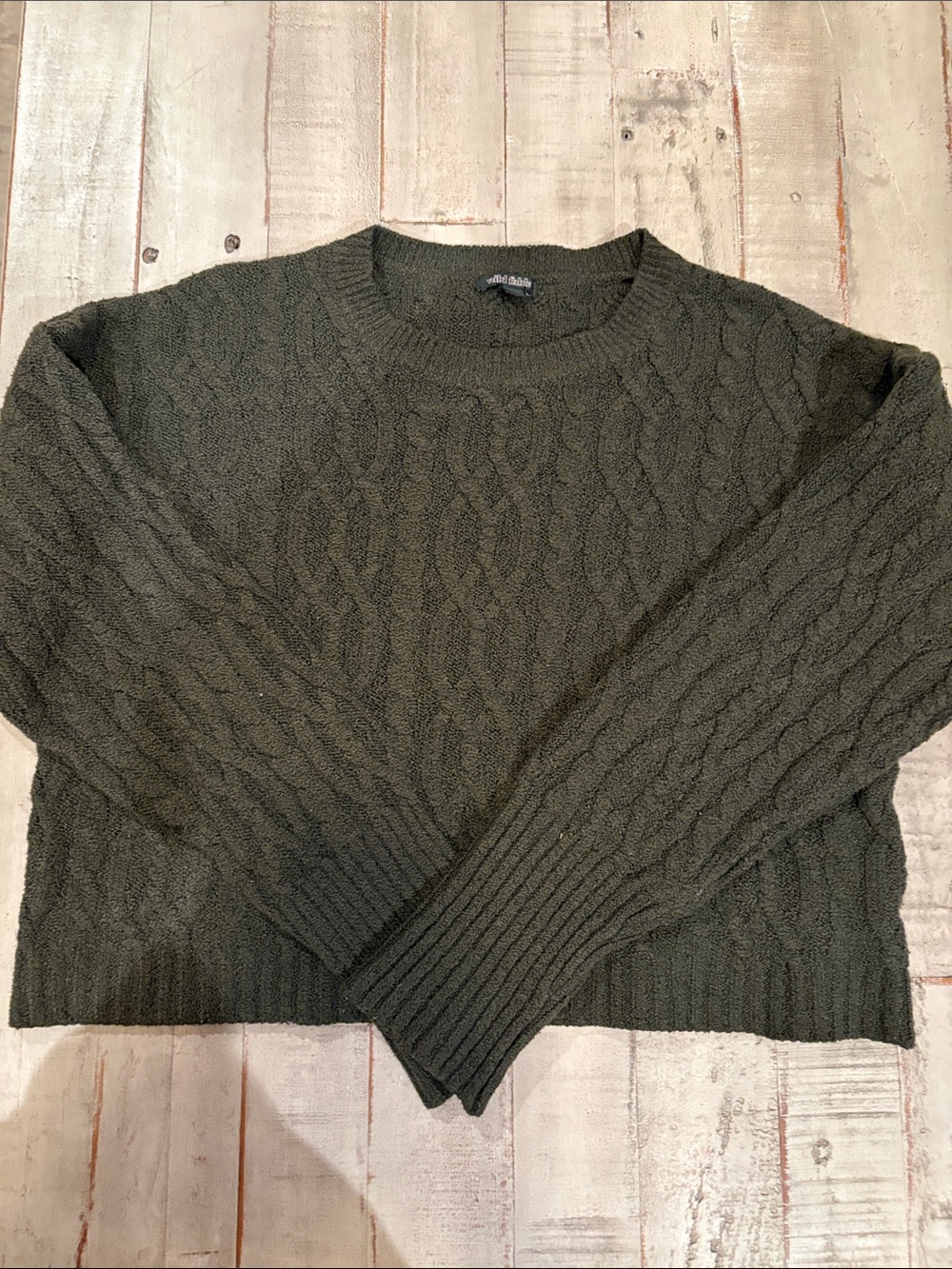 Wild Fable Cropped Forest Green Cable Knit Sweater